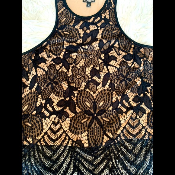 EXPRESS sz S black lace and nude sleeveless top - Picture 4 of 4